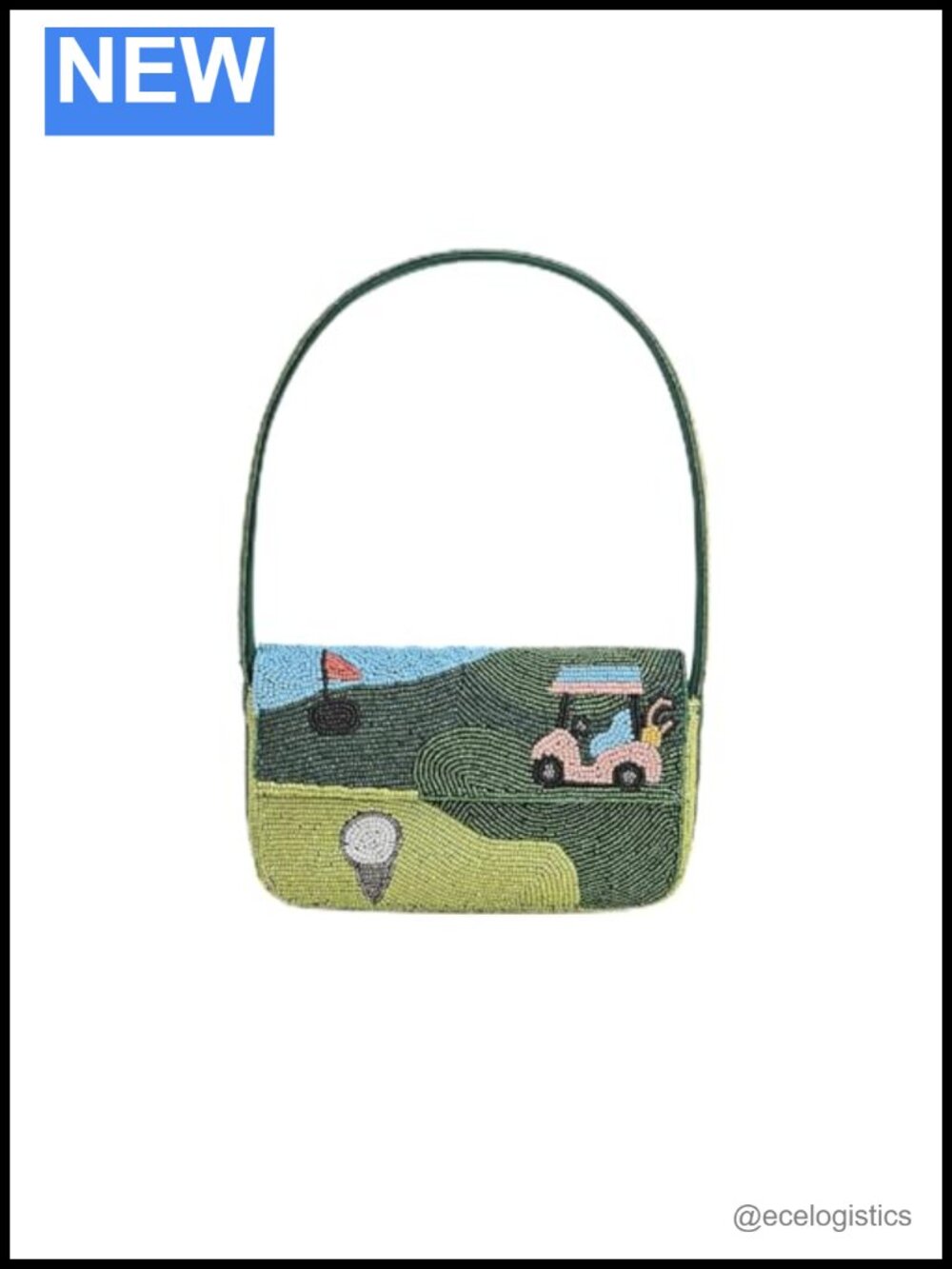 Hand-Beaded Golf Shoulder Bag with Magnetic Closure, Novelty Gift for Women,